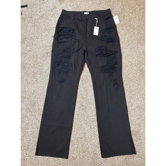 NEW Good American Khloé Long Distressed High-Rise Black Relaxed Denim Jeans 16 - Picture 6 of 16
